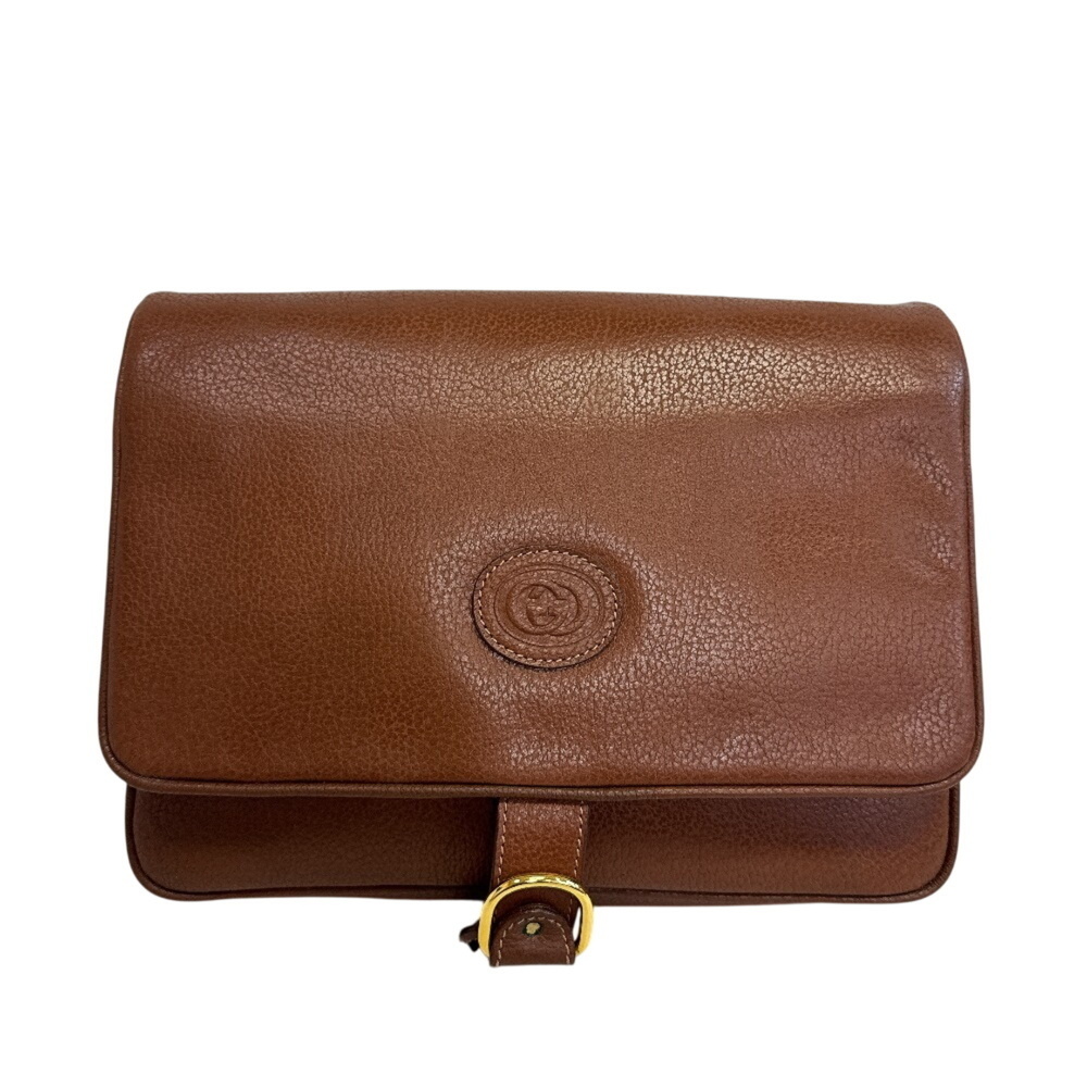 GUCCI (Old Gucci) Rare GG Logo Clutch Pouch Second Bag for Men and Women, Brown